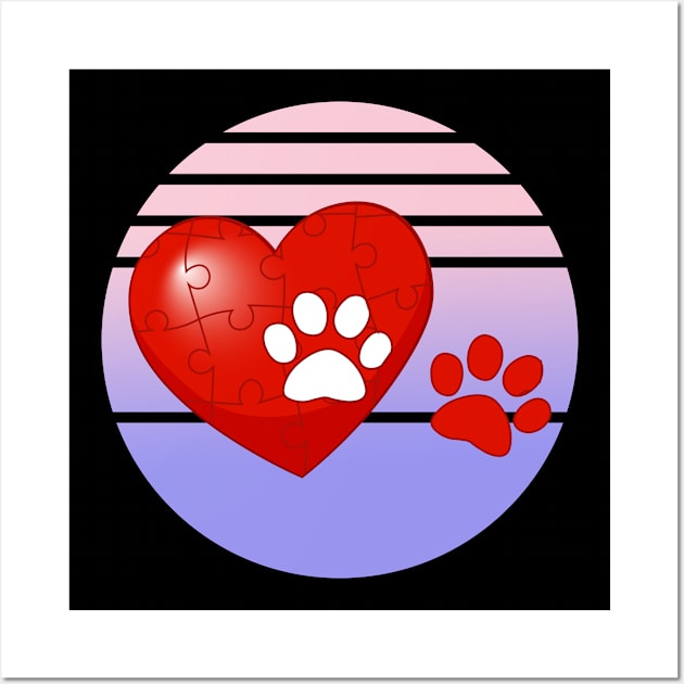 Dog Print puzzle heart Wall Art by Carrie T Designs